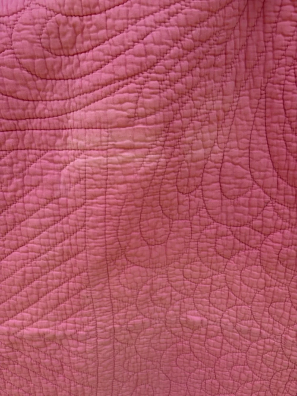 Vintage Reversible Quilt 78x63 Pink Yellow Scalloped Edge